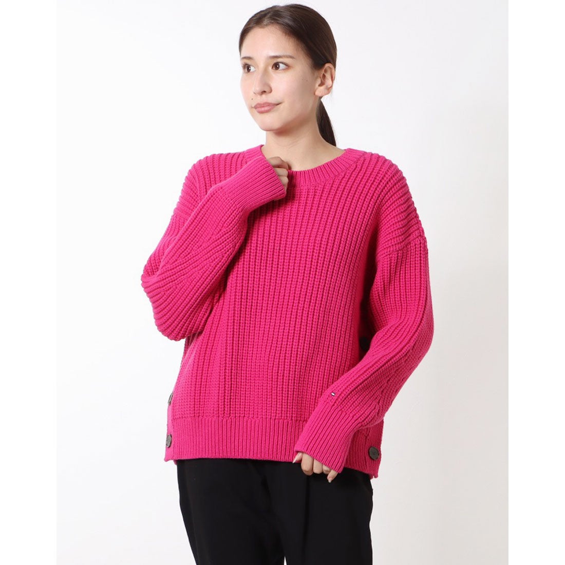 トミー ヒルフィガー TOMMY HILFIGER ORG COTTON BUTTON C-NK SWEATER