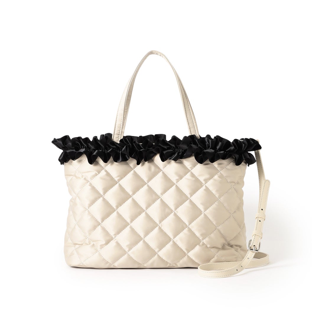 トゥー ビー シック TO BE CHIC キルトフリルトートバッグ （ブラック 