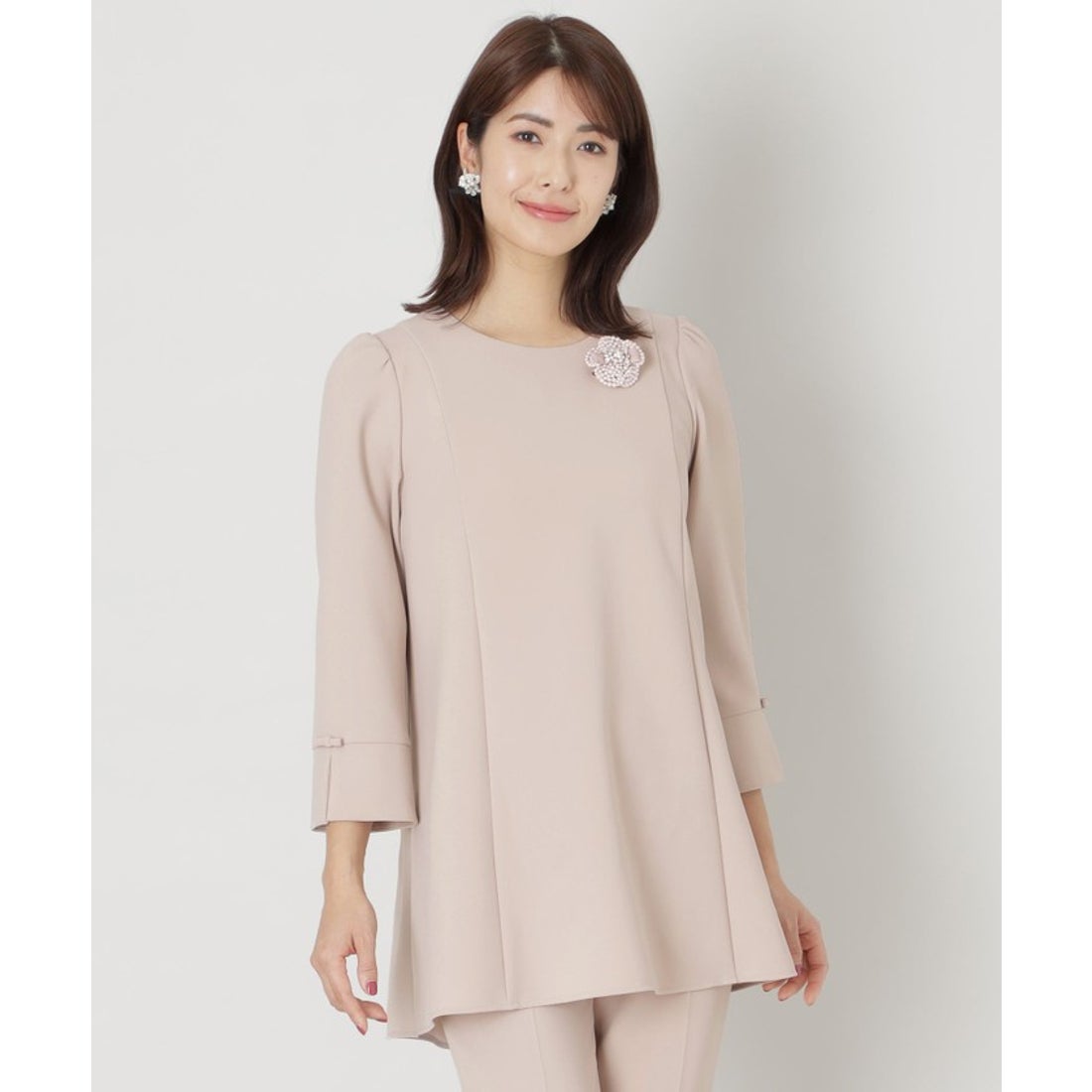 極美品　トゥービーシック　ポリエステルストレッチダブルクロス チュニックブラウス トゥー ビー シック TO BE CHIC 【大人百花 掲載】ポリエステル