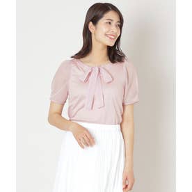 トゥー ビー シック TO BE CHIC リボンネック スリーブコンビ to be chic フリルデザイン 長袖カットソー ピンク
