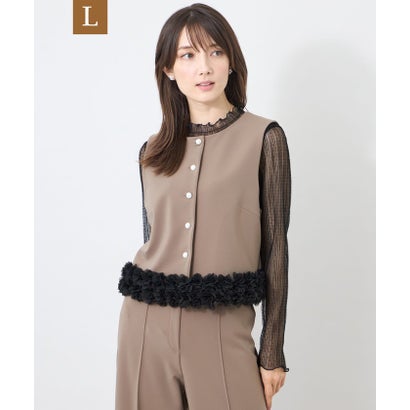 トゥー ビー シック TO BE CHIC 【L】マットダンボール フリルヘムショートジレ （ベージュ）｜詳細画像