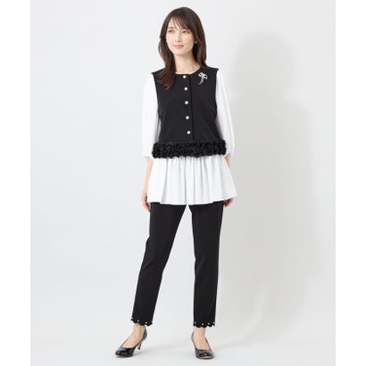 トゥー ビー シック TO BE CHIC 【L】マットダンボール フリルヘムショートジレ （ベージュ）｜詳細画像