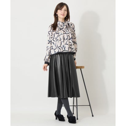 トゥー ビー シック TO BE CHIC フェイクレザー フレアスカート （ブラック）｜詳細画像