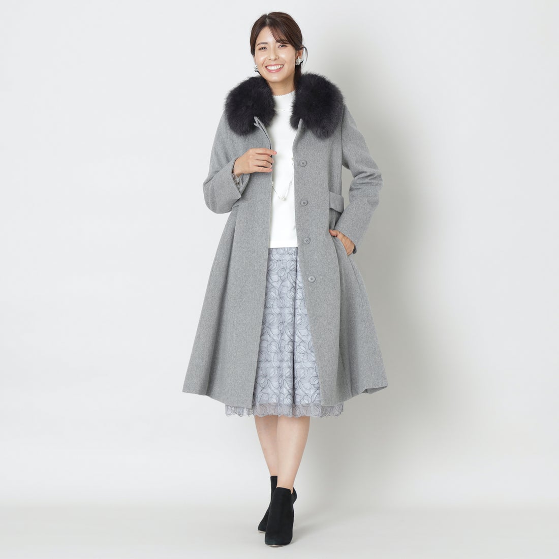 トゥー ビー シック TO BE CHIC ウールビーバー ロングコート （グレー 