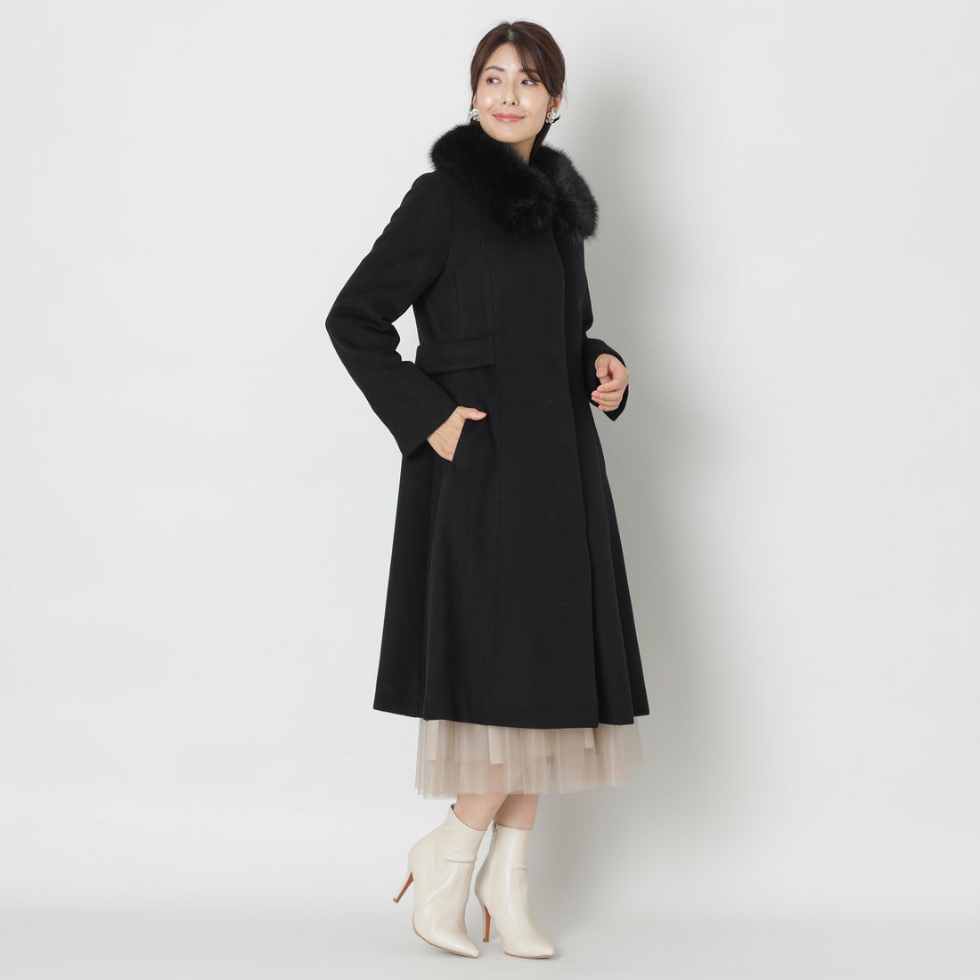 トゥー ビー シック TO BE CHIC ウールビーバー ロングコート （グレー 