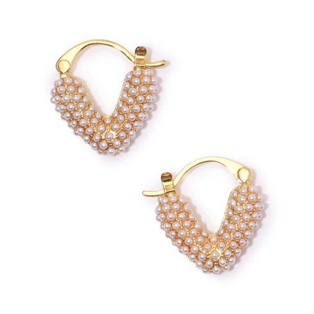 Kenneth Jay Lane HEART Pearl ピアス （92 ゴールド系）