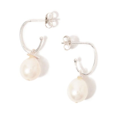 mounir Pearl Drop Oval フープピアス （82 シルバー系）｜詳細画像