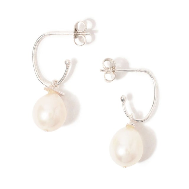 mounir Pearl Drop Oval フープピアス （82 シルバー系）