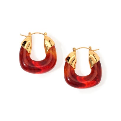 Lizzie Fortunato MINI ORGANIC HOOPS ピアス （68 ダークレッド系）｜詳細画像