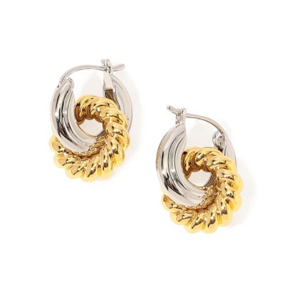 LUV AJ TWO-TONE HOOPS ピアス （82 シルバー系）｜詳細画像