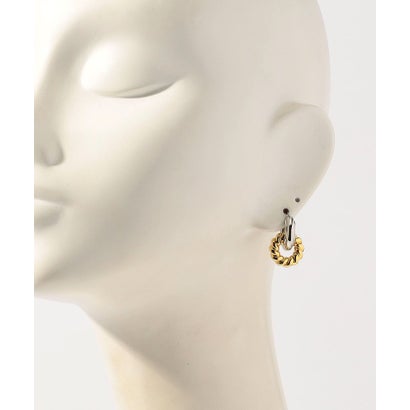 LUV AJ TWO-TONE HOOPS ピアス （82 シルバー系）｜詳細画像