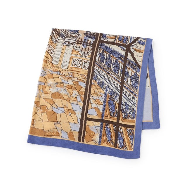 【別注】manipuri MOSAIC PALACE ウールシルク スカーフ （62 ライトブルー系）