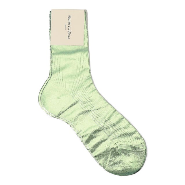 Maria La Rosa One Ribbed Laminated シルクナイロンリブ ラミネートソックス （53 グリーン）