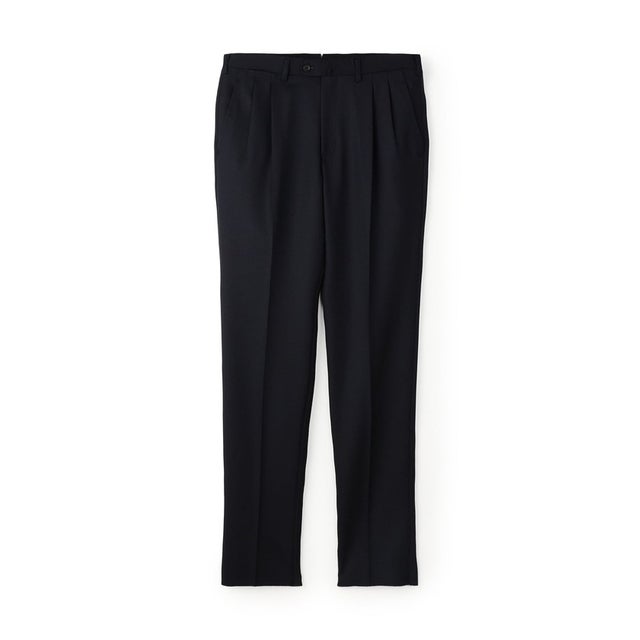 ウール 2プリーツスラックス BRITISH WINTER TEX DORMEUIL セットアップ対応 （69 ネイビー）
