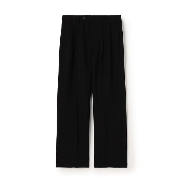 ウールツイル 2タックワイドストレートパンツ セットアップ対応 （19 ブラック）