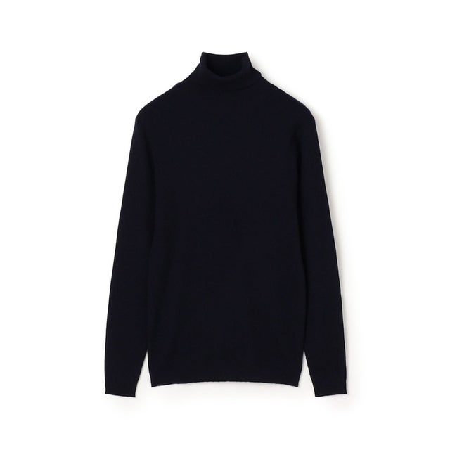 カシミヤ 16G リブ タートルネックニット （69 ネイビー）