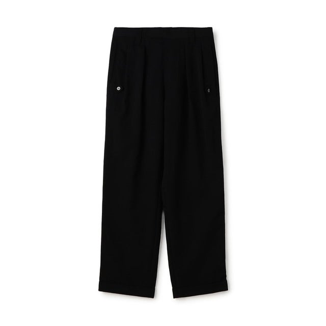 ウールギャバジン ニドム加工 2タックワイドパンツ （19 ブラック）