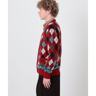 トゥモローランド メンズ TOMORROWLAND MEN カシミヤ7G ジャカード アーガイル Vネックカーディガン （14 グレー系）｜詳細画像
