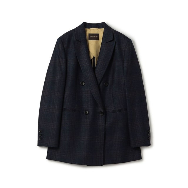 SILK AIR GLEN CHECK ダブルブレストジャケット （68 ネイビー系）