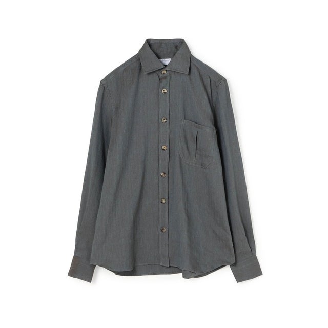 ERRICO FORMICOLA GIANNI リネンコットン ヘリンボーンシャツ （67 ダークブルー系）