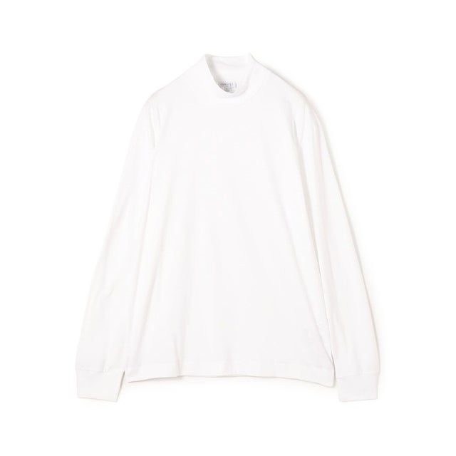 SUNSPEL ブラッシュドコットン ロングスリーブ モックネックTシャツ （11 ホワイト）