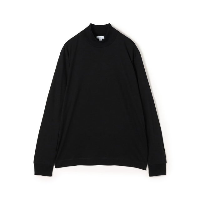 SUNSPEL ブラッシュドコットン ロングスリーブ モックネックTシャツ （19 ブラック）