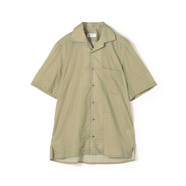 ERRICO FORMICOLA LECCE MC コットンドット ワンピースカラーシャツ （54 カーキ系）