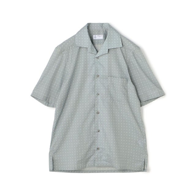 ERRICO FORMICOLA LECCE MC コットンドット ワンピースカラーシャツ （14 グレー系）