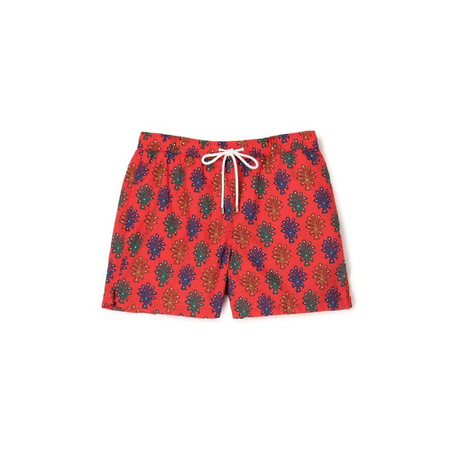 Drake's ツリープリント ナイロン スイムショーツ （36 レッド系）