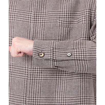 CARUSO OVERSHIRT リネンウールシルク グレンチェック スタンドカラー シャツブルゾン （16 グレー系）｜詳細画像