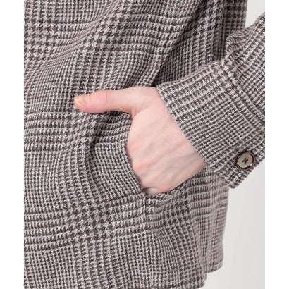 CARUSO OVERSHIRT リネンウールシルク グレンチェック スタンドカラー シャツブルゾン （16 グレー系）｜詳細画像
