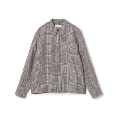 CARUSO OVERSHIRT リネンウールシルク グレンチェック スタンドカラー シャツブルゾン （16 グレー系）｜詳細画像