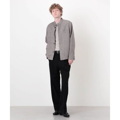 CARUSO OVERSHIRT リネンウールシルク グレンチェック スタンドカラー シャツブルゾン （16 グレー系）｜詳細画像