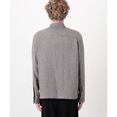 CARUSO OVERSHIRT リネンウールシルク グレンチェック スタンドカラー シャツブルゾン （16 グレー系）｜詳細画像