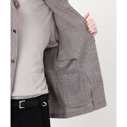 CARUSO OVERSHIRT リネンウールシルク グレンチェック スタンドカラー シャツブルゾン （16 グレー系）｜詳細画像