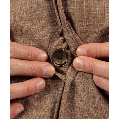 CARUSO OVERSHIRT ウールシルクリネン スタンドカラー シャツブルゾン （45 キャメル）｜詳細画像