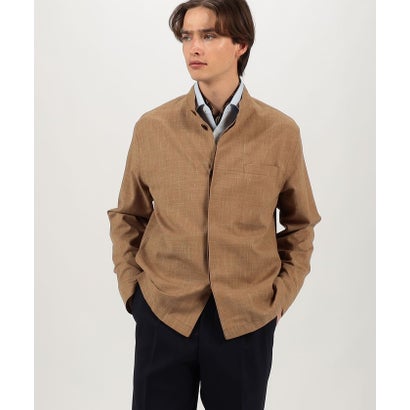CARUSO OVERSHIRT ウールシルクリネン スタンドカラー シャツブルゾン （45 キャメル）｜詳細画像