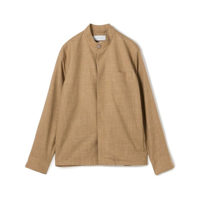 CARUSO OVERSHIRT ウールシルクリネン スタンドカラー シャツブルゾン （45 キャメル）