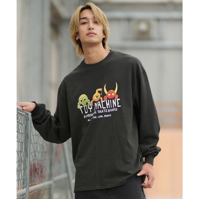 長袖 Tシャツ ロンT メンズ ロゴ フロントプリント （BLK）