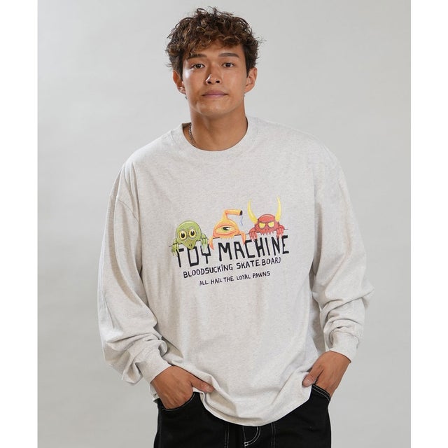 長袖 Tシャツ ロンT メンズ ロゴ フロントプリント （ASH）