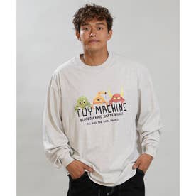 長袖 Tシャツ ロンT メンズ ロゴ フロントプリント （ASH）