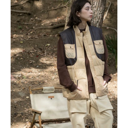 S'more/QUILTING DOWN VEST （ベージュ）｜詳細画像