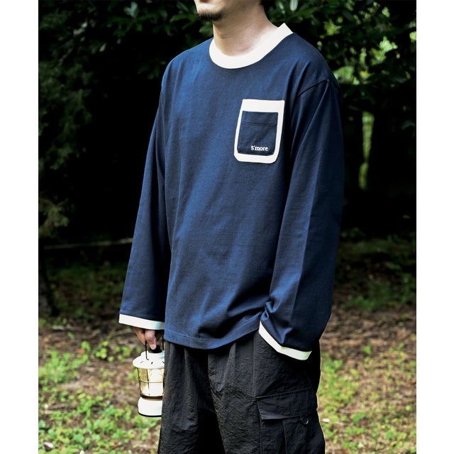 /Double pocket L/S shirts ダブルポケットロングスリーブシャツ （ネイビー）