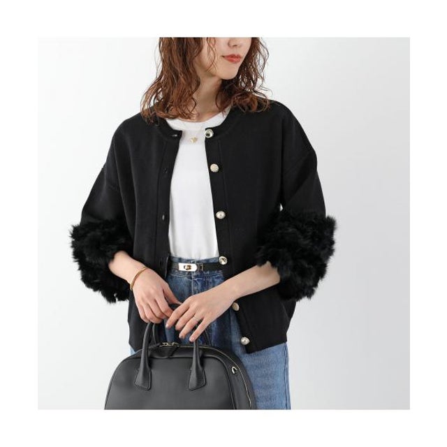 ニット 6269-525 ラビットファー カーディガン （19.BLACK/ブラック）