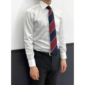 【SUPIMA】 形態安定 ワイドカラー 綿100% 長袖ビジネスワイシャツ （ホワイト）