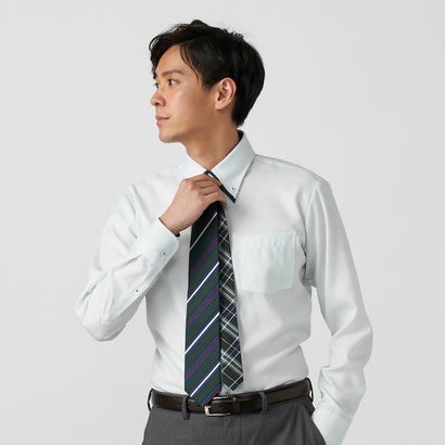 トーキョーシャツ TOKYO SHIRTS 【超形態安定】 ボタンダウン 長袖 形態安定 ワイシャツ 綿100% （ライトグリーン）｜詳細画像