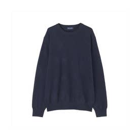 ニット クルーネック プルオーバー カシミア100% メンズ （ネイビー）