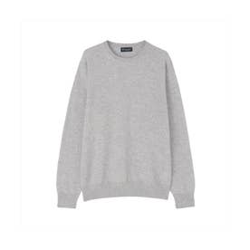 ニット クルーネック プルオーバー カシミア100% メンズ （グレー）