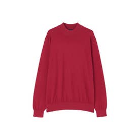ニット ハイゲージ モックネック セーター カシミア混 メンズ （レッド）