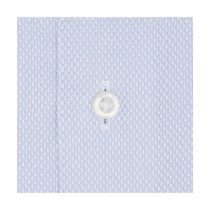 【超形態安定】 ワイド 長袖 形態安定 綿100% ワイシャツ （ブルー）｜詳細画像